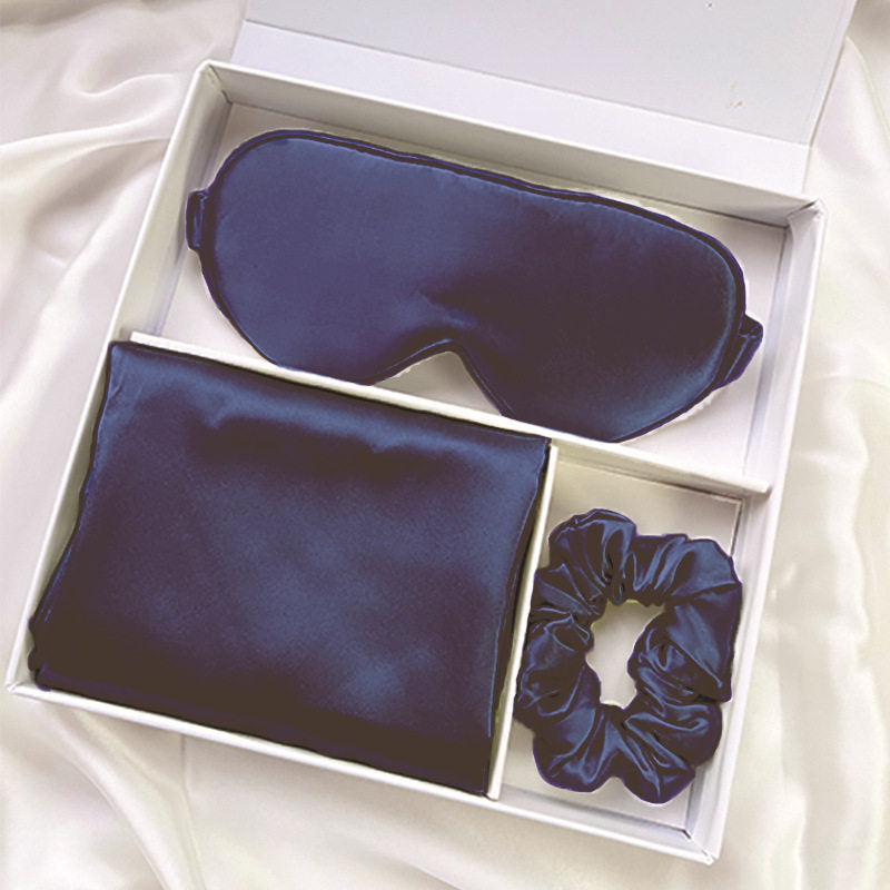 Luxury Mulberry Silk Sleep Set with Pillowcase Hair Tie Eye Mask