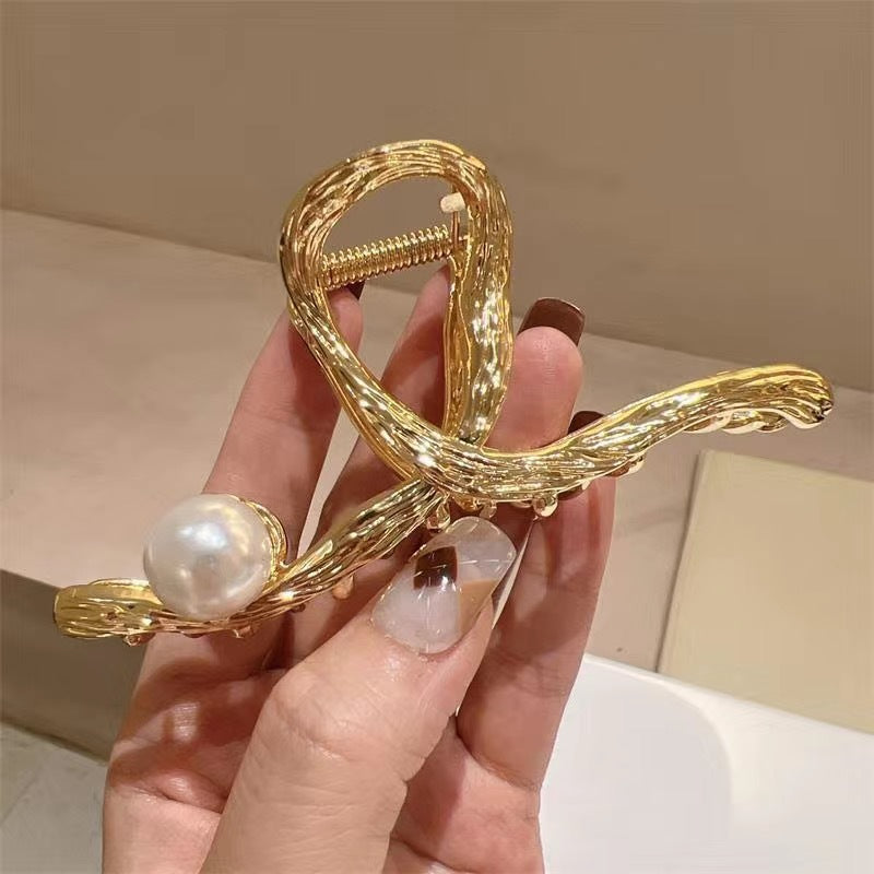 Metal Butterfly Hair Clips with Pearl Accents