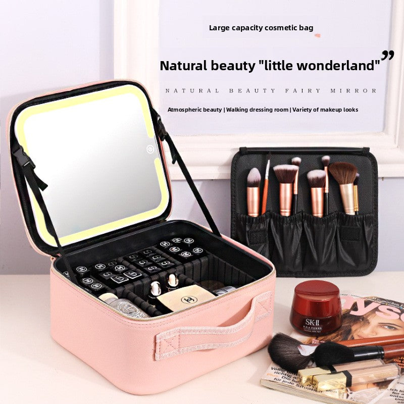 LED Lighted Makeup Bag with Mirror Portable Travel Organizer