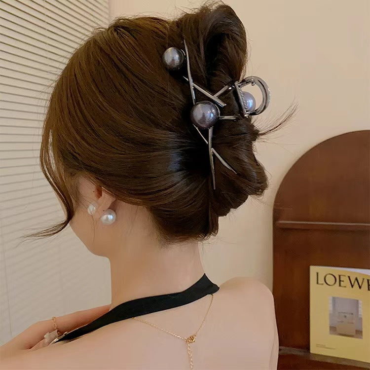 Metal Butterfly Hair Clips with Pearl Accents