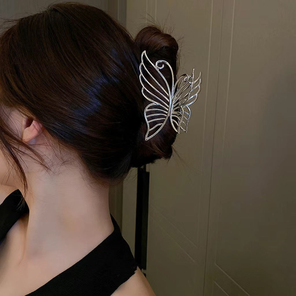 Metal Butterfly Hair Clips with Pearl Accents