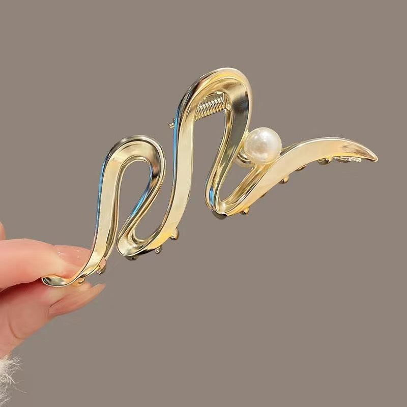 Metal Butterfly Hair Clips with Pearl Accents