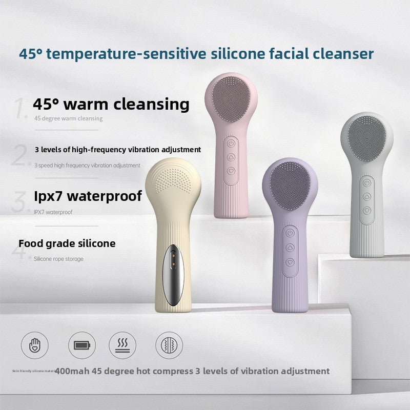 Temperature Sensing Silicone Facial Cleansing Brush
