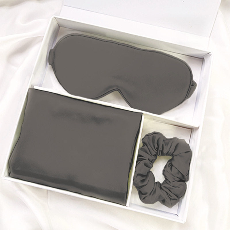 Luxury Mulberry Silk Sleep Set with Pillowcase Hair Tie Eye Mask