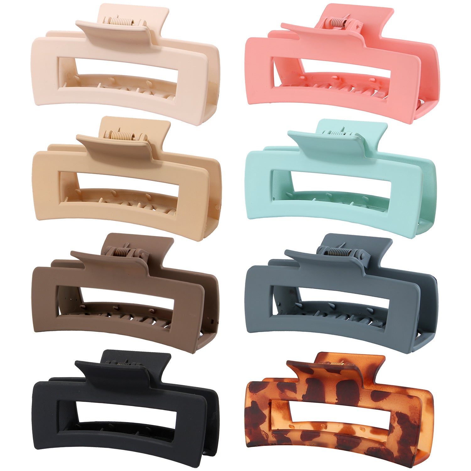 Rectangular Hair Grip Clips Frosted Finish