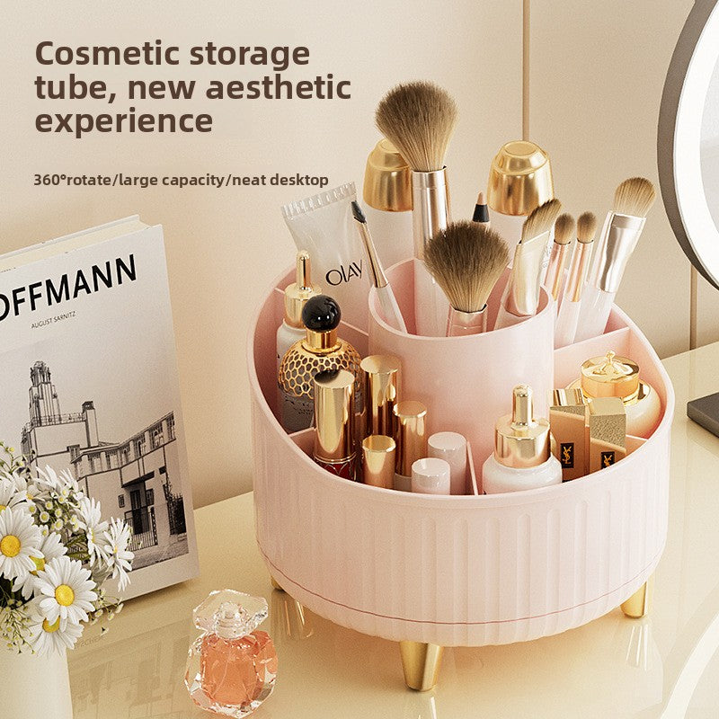 Rotatable Makeup Brush Organizer with Dustproof Cover