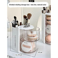 Rotating Makeup Brush Organizer with Powder Puff Storage
