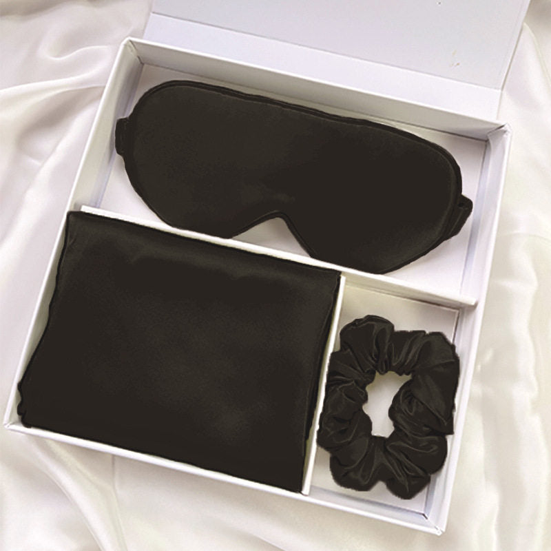 Luxury Mulberry Silk Sleep Set with Pillowcase Hair Tie Eye Mask