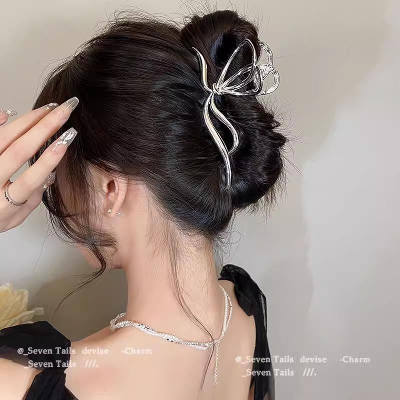 Metal Butterfly Hair Clips with Pearl Accents