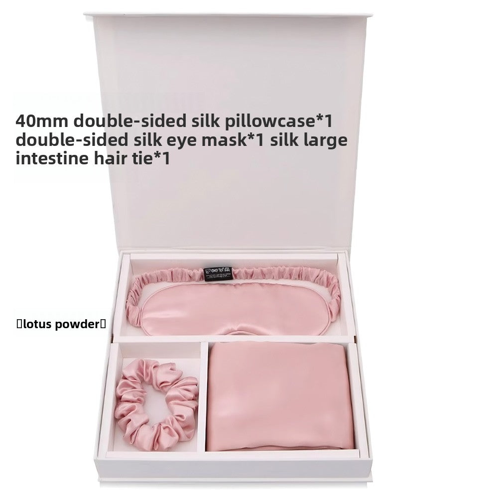 Luxury Mulberry Silk Sleep Set with Pillowcase Hair Tie Eye Mask