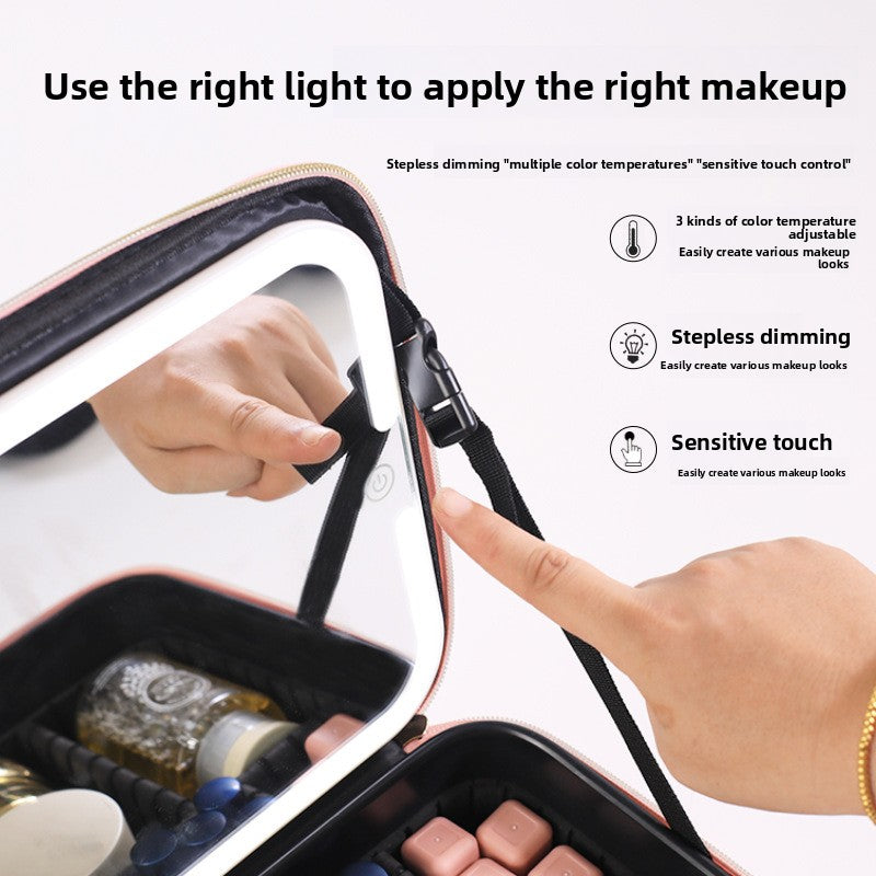LED Lighted Makeup Bag with Mirror Portable Travel Organizer
