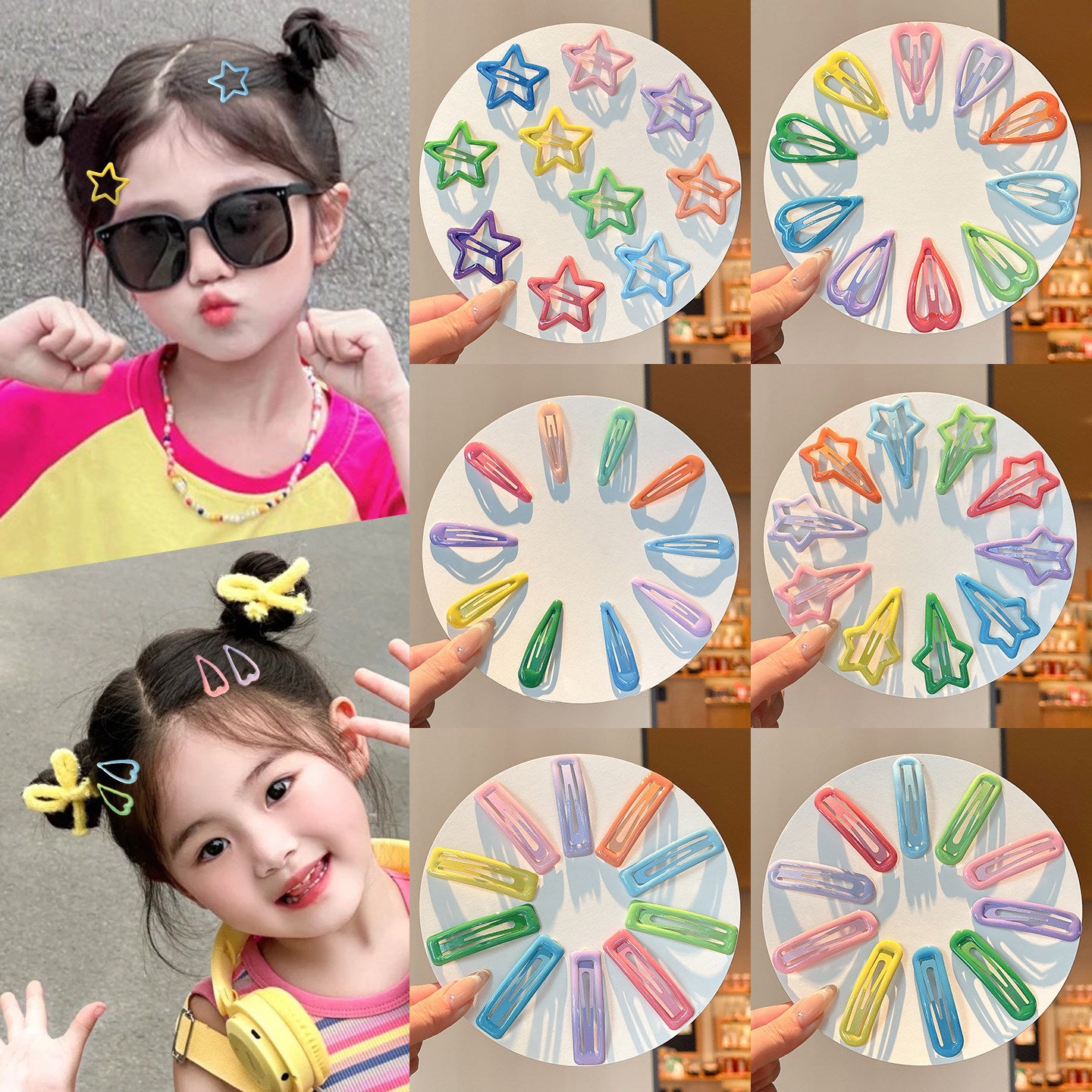 Childrens Colorful Star Hair Clips