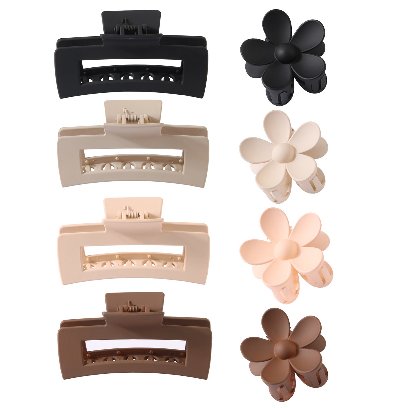 Rectangular Hair Grip Clips Frosted Finish
