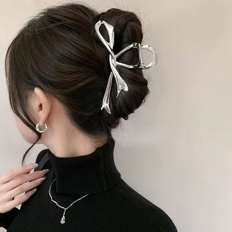 Metal Butterfly Hair Clips with Pearl Accents