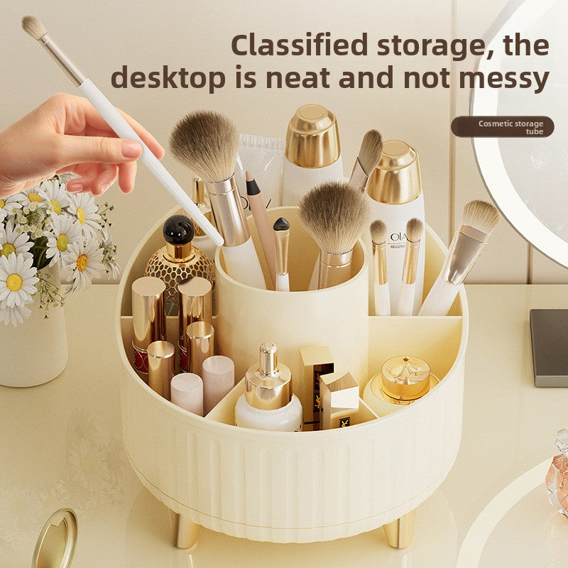 Rotatable Makeup Brush Organizer with Dustproof Cover