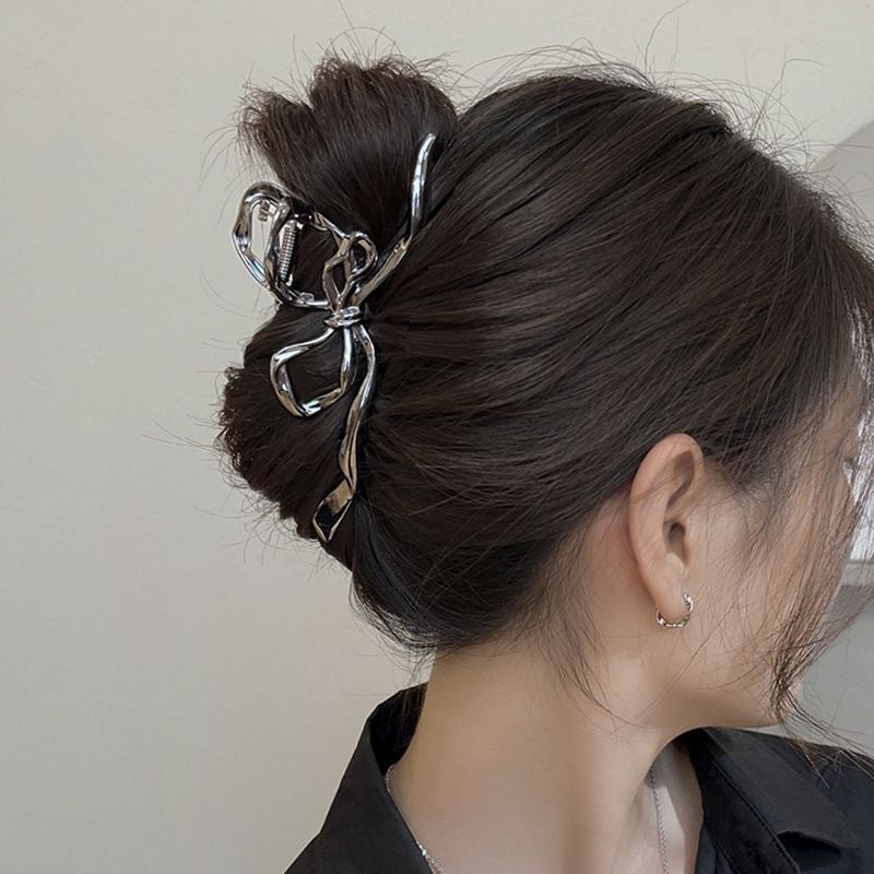 Metal Butterfly Hair Clips with Pearl Accents