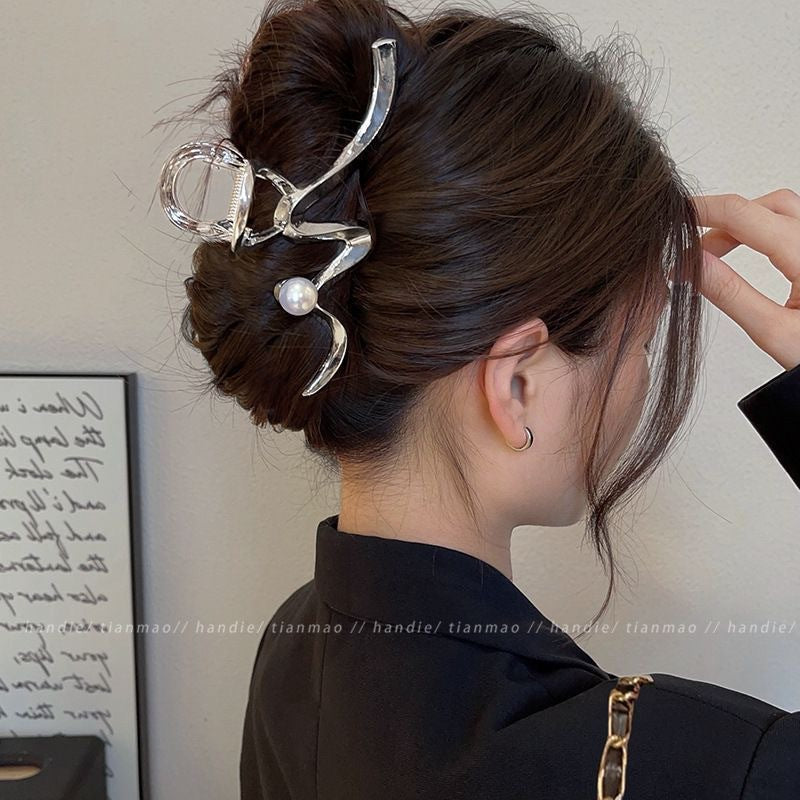 Metal Butterfly Hair Clips with Pearl Accents